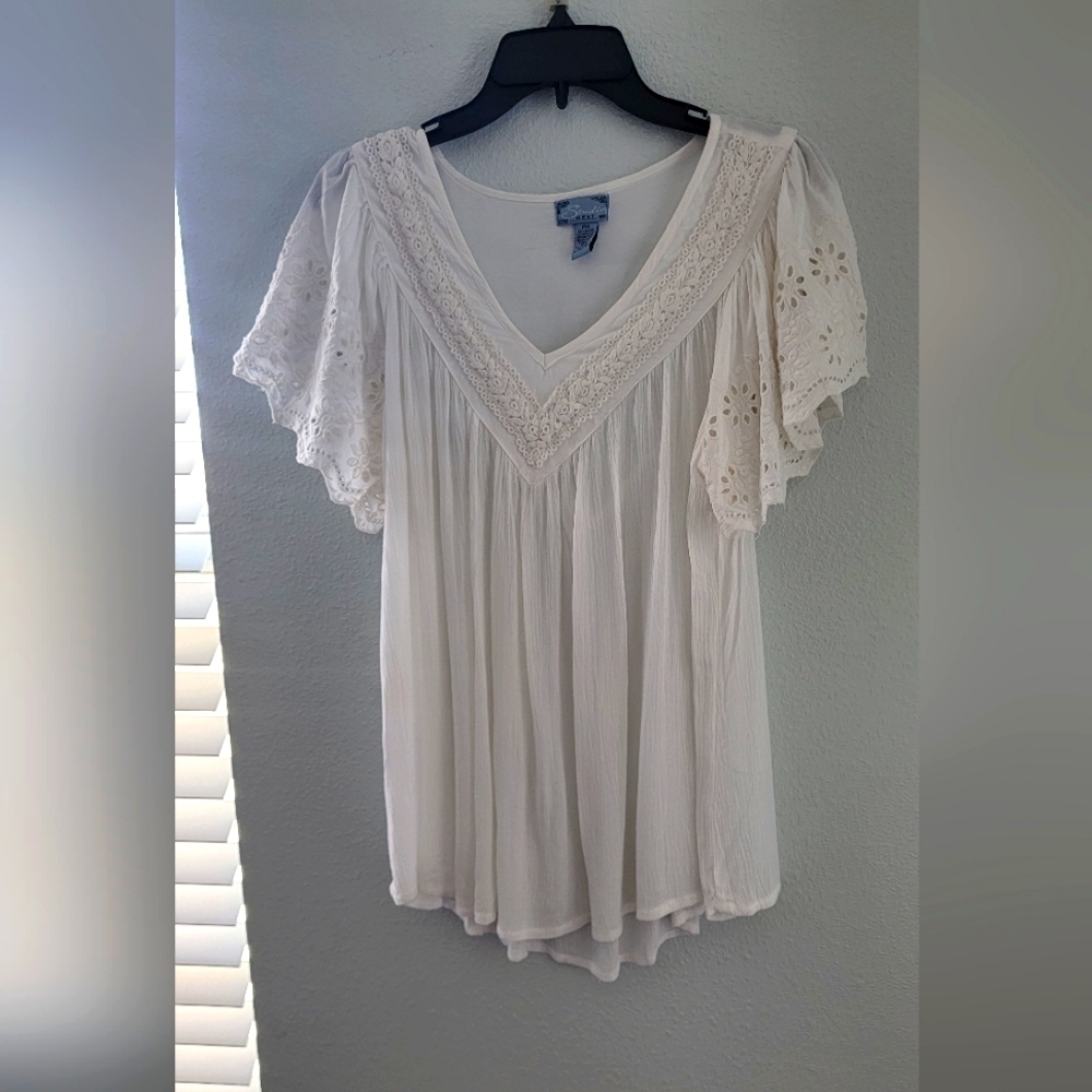 Studio West Womens White Casual lace Size XL top.